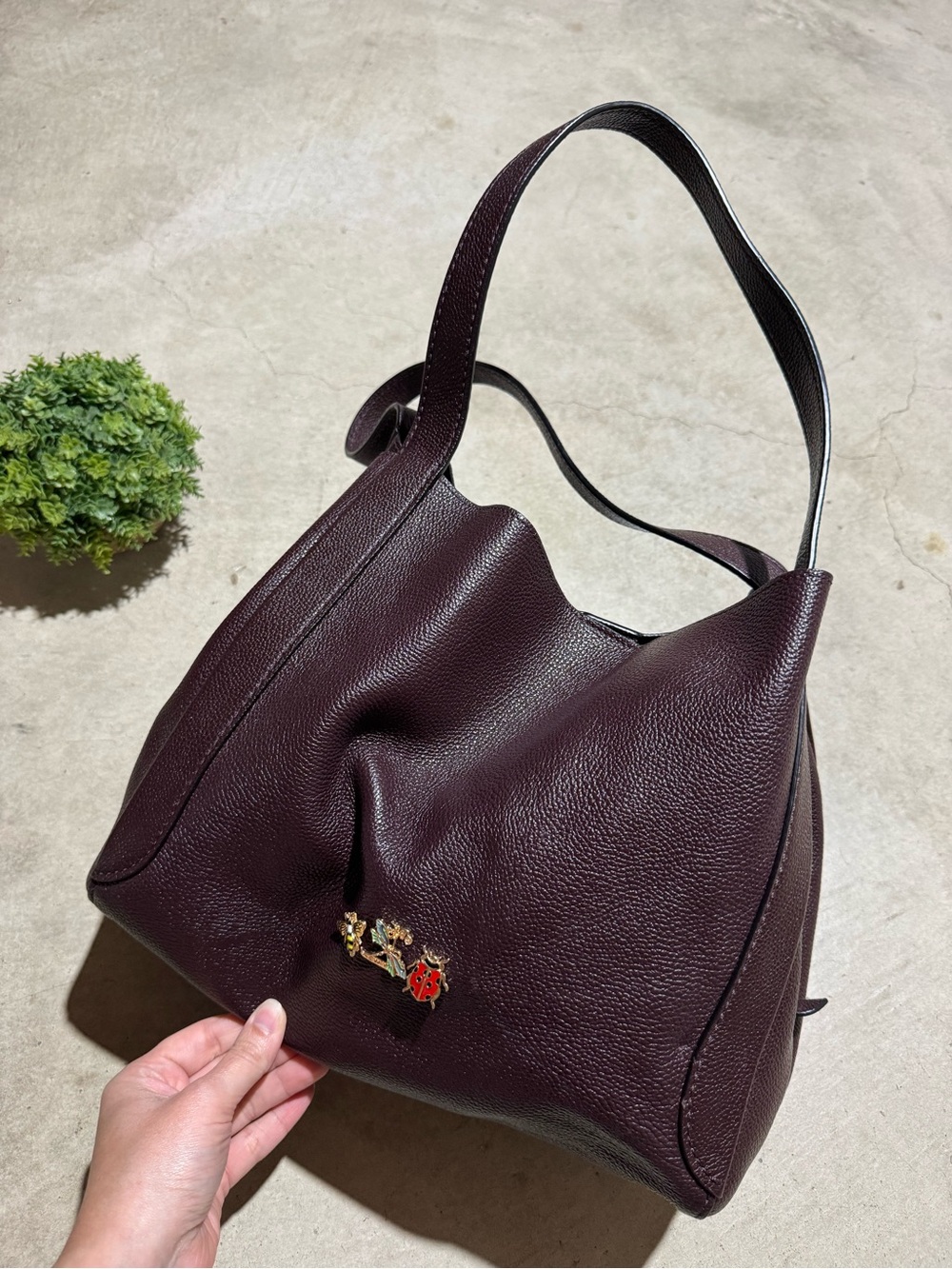 Coach Hadley Bag Purse Style 73549 Brown Purple Leather Shoulder Hobo Large